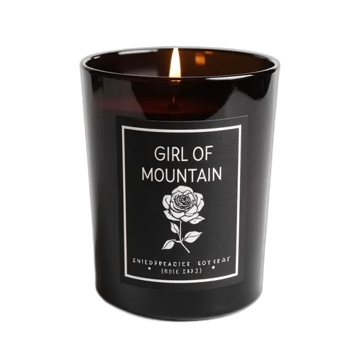 dark, glass, candle, label, reads, girl, mountain, walter transparent PNG cut-out