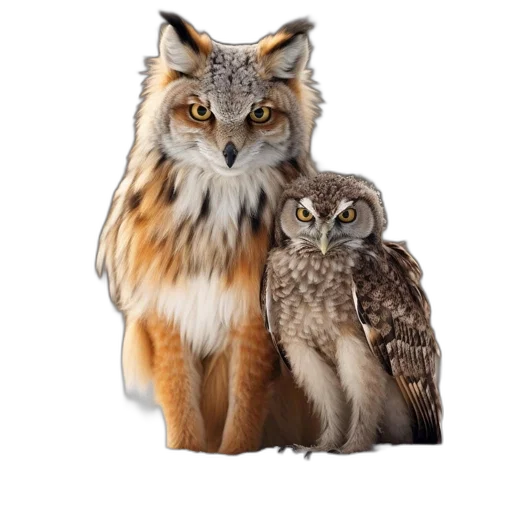 animal, photorealistic, concept art, fantasy art, pixel art, two, animals, fox transparent PNG cut-out