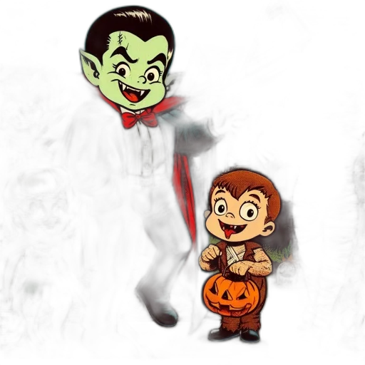 concept art, cartoon, 3d render, comic book art, diverse, ensemble, halloween, characters transparent PNG cut-out