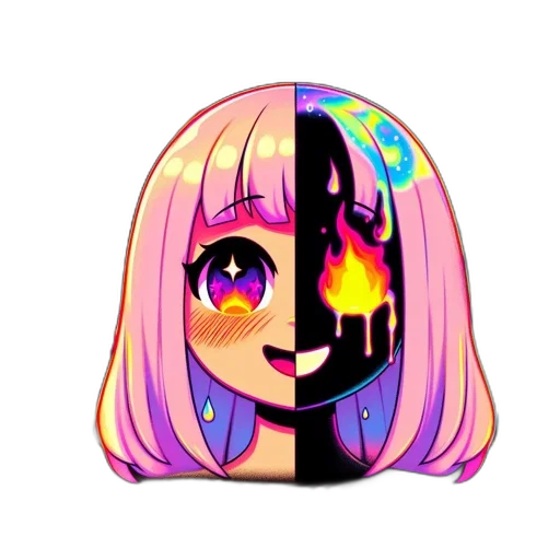mask, face, creature, weapon, anime, pixel art, vaporwave, cartoon transparent PNG cut-out