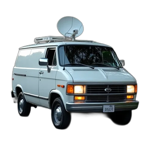 car, staff, weapon, 3d render, vaporwave, photorealistic, white, van transparent PNG cut-out