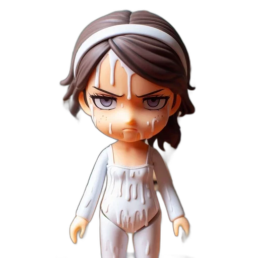 creature, 3d render, concept art, pixel art, cartoon, young, woman, white transparent PNG cut-out