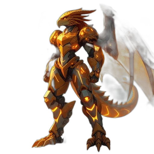 dragon, weapon, sword, robot, concept art, fantasy art, pixel art, 3d render transparent PNG cut-out