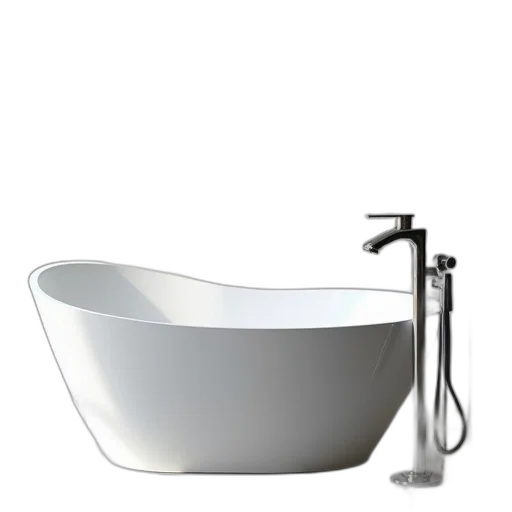 crown, 3d render, photorealistic, monochrome, bathtub, shower, free, standing transparent PNG cut-out