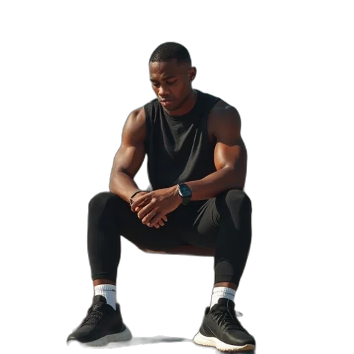 man, sits, basketball, bench transparent PNG cut-out