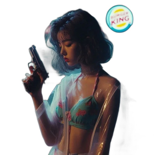 vaporwave, concept art, cyberpunk, oil painting, neon lights, pastel, blue, nighttime transparent PNG cut-out