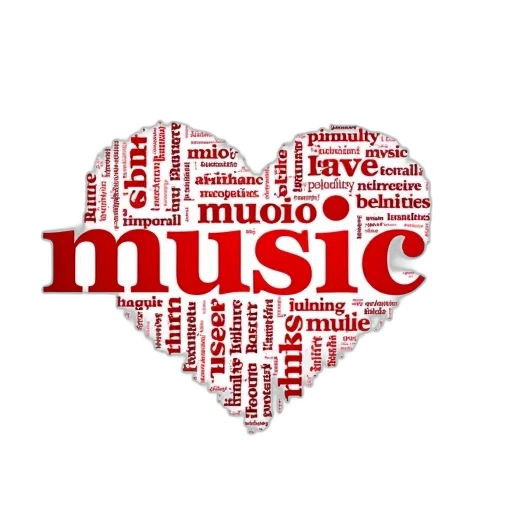 music, word, cloud, concept, illustration, red, white transparent PNG cut-out