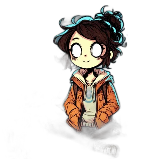 jacket, creature, hair, staff, concept art, cartoon, pixel art, watercolor transparent PNG cut-out