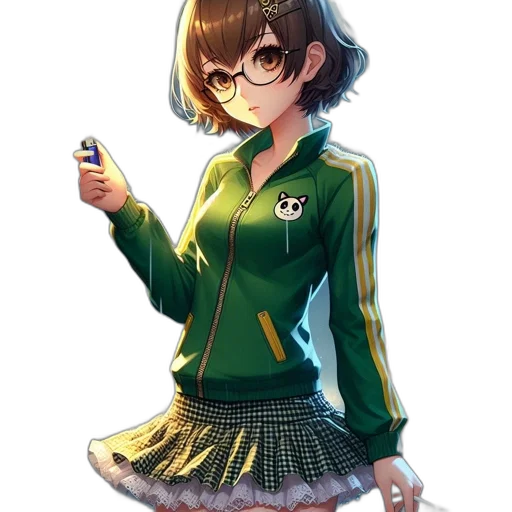 jacket, staff, weapon, dress, anime, pixel art, concept art, cartoon transparent PNG cut-out