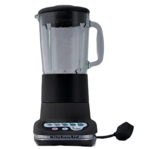 black, kitchenaid, blender, glass, jar, various, buttons, base transparent PNG cut-out