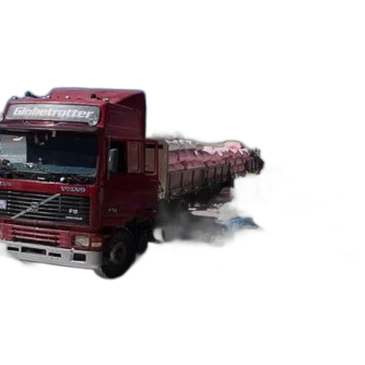 weapon, photorealistic, 3d render, concept art, red, globetrotter, truck, parked transparent PNG cut-out