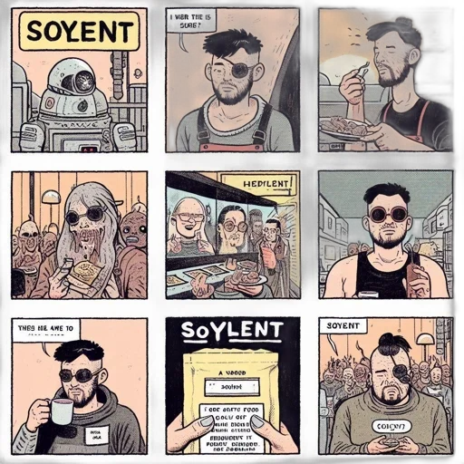 cyberpunk, concept art, comic book art, cartoon, fire, soyent, comic, series transparent PNG cut-out