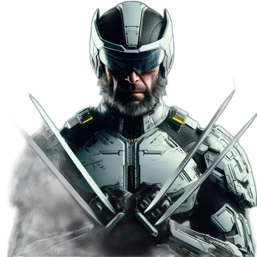 concept art, comic book art, 3d render, photorealistic, character, armored, suit, wields transparent PNG cut-out