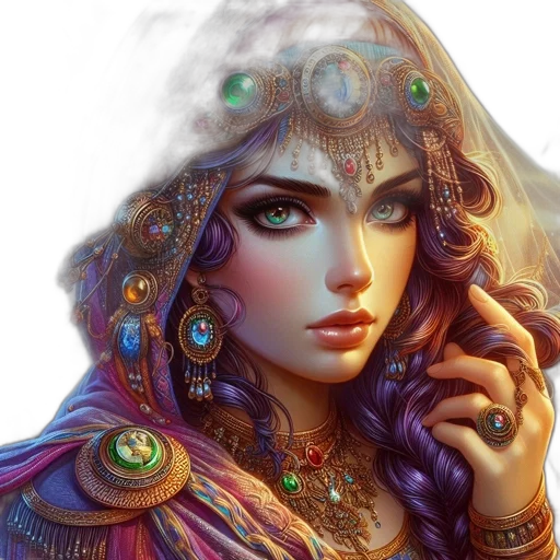 jewelry, crown, face, dress, fantasy art, photorealistic, concept art, oil painting transparent PNG cut-out