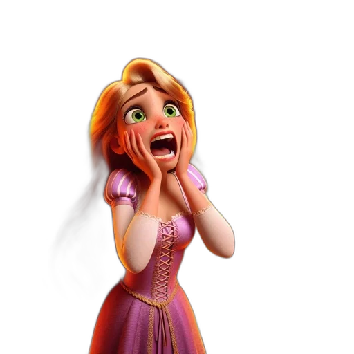 dress, face, 3d render, concept art, cartoon, photorealistic, terrified, woman transparent PNG cut-out