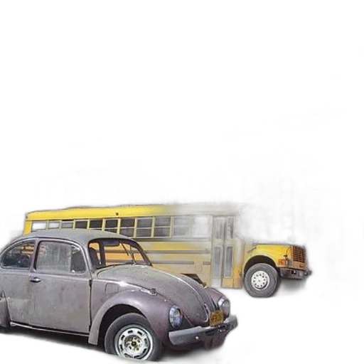 car, 3d render, photorealistic, concept art, city street, fog, rain, vintage transparent PNG cut-out