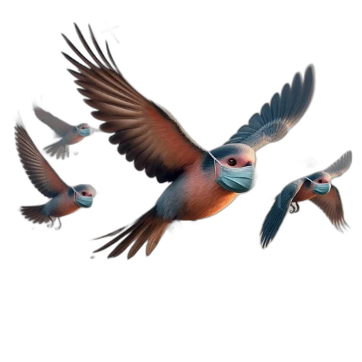 animal, concept art, 3d render, fantasy art, photorealistic, pastel, multiple, birds transparent PNG cut-out