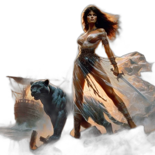 fantasy art, concept art, comic book art, photorealistic, fog, fire, snow, forest transparent PNG cut-out