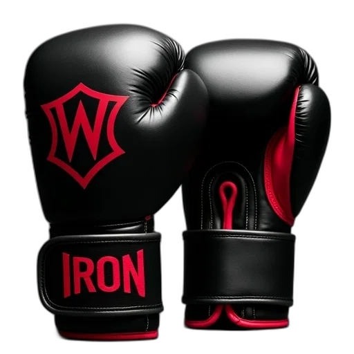 weapon, pair, black, boxing, gloves, brand, name, iron transparent PNG cut-out