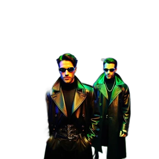 jacket, cyberpunk, 3d render, concept art, pixel art, neon lights, outer space, green transparent PNG cut-out