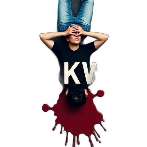 second, image, shows, same, person, lying, ground, their transparent PNG cut-out