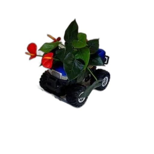 car, flower, robot, 3d render, photorealistic, concept art, creative, display transparent PNG cut-out