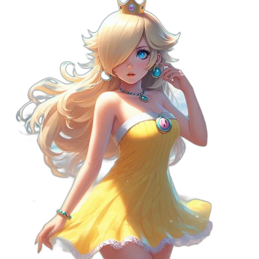 dress, staff, crown, anime, pixel art, concept art, fantasy art, golden transparent PNG cut-out