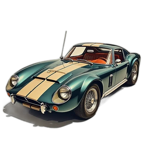 car, photorealistic, 3d render, concept art, green, 1964, ford, 500 transparent PNG cut-out