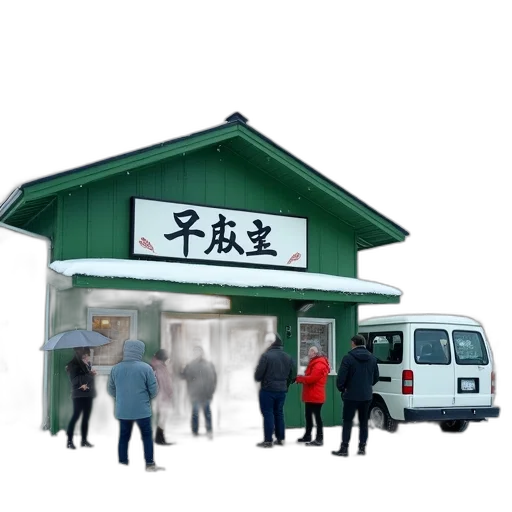 building, staff, food, umbrella, photorealistic, 3d render, concept art, anime transparent PNG cut-out