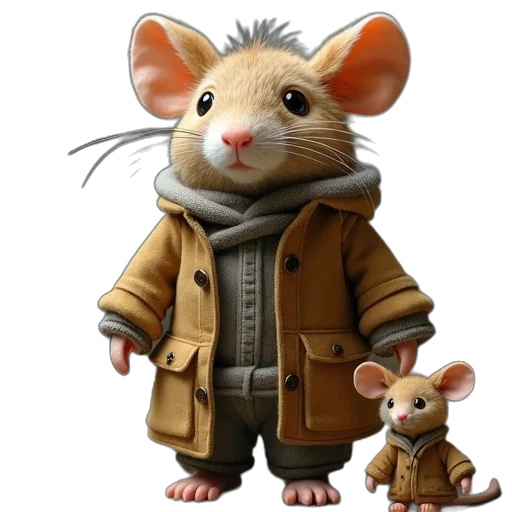 jacket, animal, concept art, 3d render, photorealistic, cartoon, small, stuffed transparent PNG cut-out