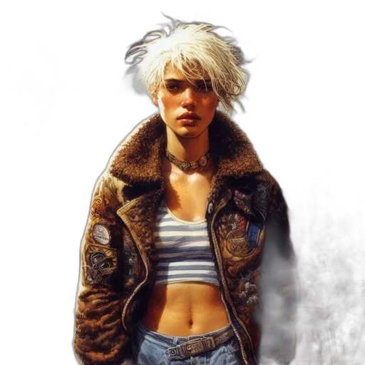 jacket, concept art, photorealistic, cyberpunk, comic book art, three, individuals, mature transparent PNG cut-out