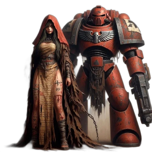 robot, concept art, fantasy art, 3d render, comic book art, red, female, figure transparent PNG cut-out