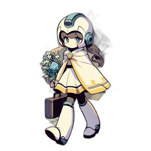 staff, flower, robot, weapon, pixel art, concept art, anime, vaporwave transparent PNG cut-out