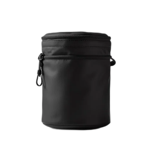 hat, jacket, 3d render, dark, black, cylindrical, bag, zipper transparent PNG cut-out