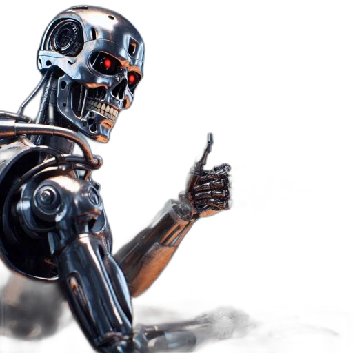 robot, concept art, cyberpunk, anthropomorphic, robotic, figure, glowing, red transparent PNG cut-out