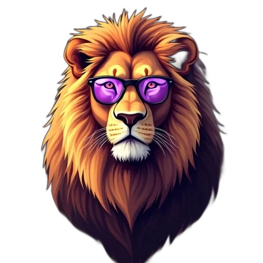 fantasy art, concept art, pixel art, cartoon, digital, illustration, majestic, lion transparent PNG cut-out
