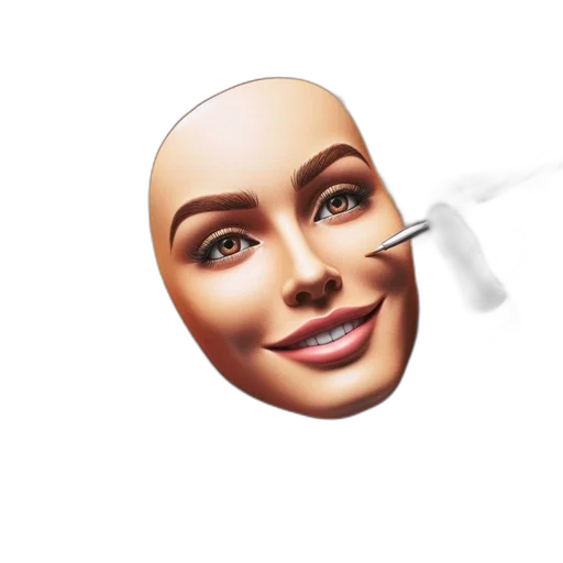 face, robot, mask, umbrella, 3d render, photorealistic, vaporwave, artist transparent PNG cut-out