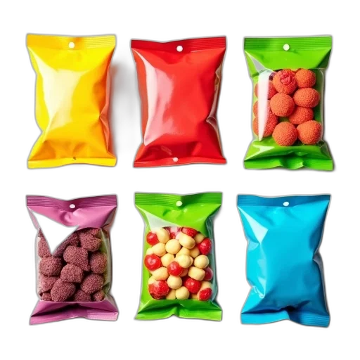 food, 3d render, photorealistic, colorful, neon, red, variety, candies transparent PNG cut-out