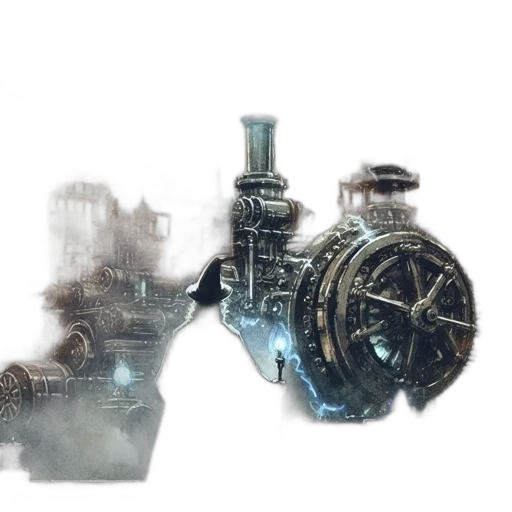 robot, weapon, car, bottle, concept art, 3d render, fantasy art, watercolor transparent PNG cut-out