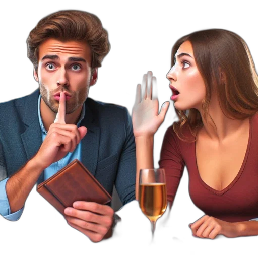photorealistic, man, woman, sit, table, well-lit, restaurant, setting transparent PNG cut-out