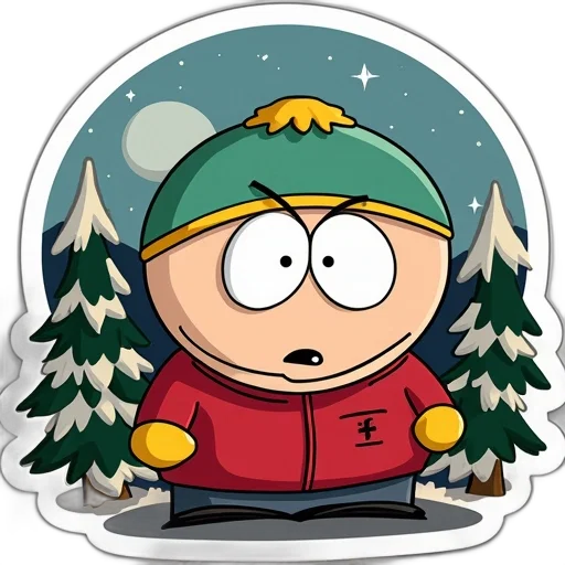 hat, jacket, cartoon, pixel art, concept art, snow, south, park transparent PNG cut-out