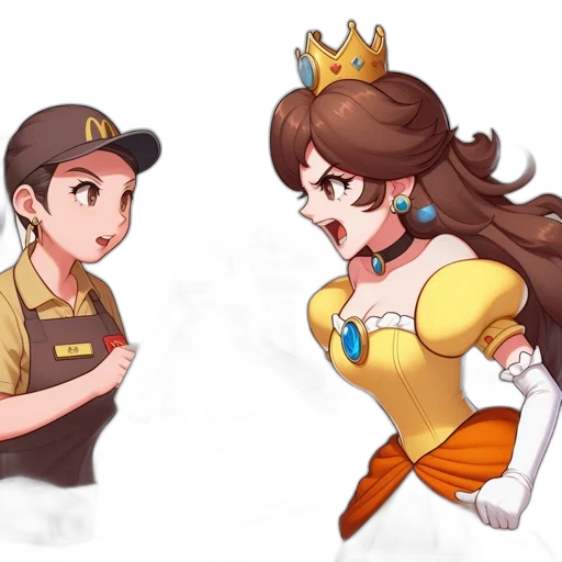 crown, staff, dress, concept art, pixel art, anime, fantasy art, golden transparent PNG cut-out