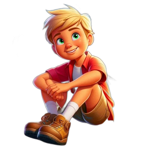 shoes, face, cartoon, concept art, 3d render, fantasy art, young, boy transparent PNG cut-out