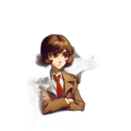 staff, jacket, face, hair, pixel art, anime, concept art, watercolor transparent PNG cut-out
