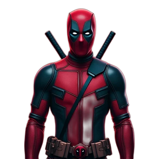 comic book art, concept art, 3d render, pixel art, red, deadpool, movie, poster transparent PNG cut-out