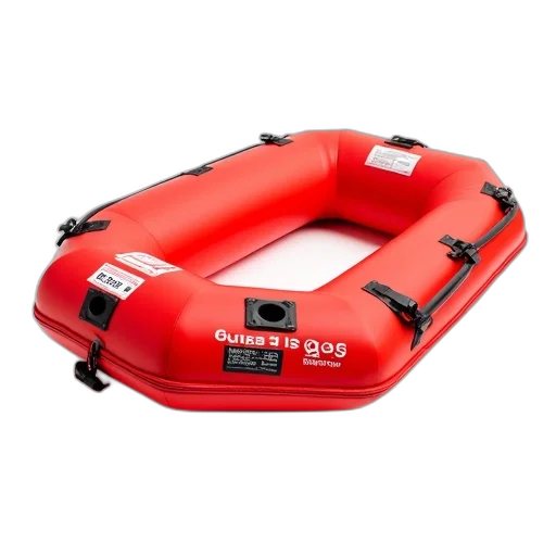 red, inflatable, life, raft, words, porta, rullo, written transparent PNG cut-out