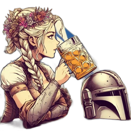 crown, fantasy art, concept art, anime, comic book art, animated, woman, mandalorian transparent PNG cut-out