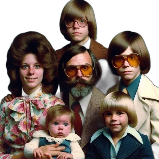 hair, 1970s-80s, family, portrait, featuring, father, beard, large transparent PNG cut-out