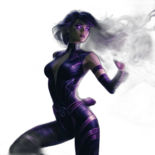 concept art, comic book art, fantasy art, cyberpunk, fire, dark, neon, female transparent PNG cut-out