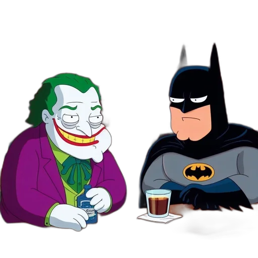 comic book art, concept art, cartoon, two, animated, characters, one, portraying transparent PNG cut-out